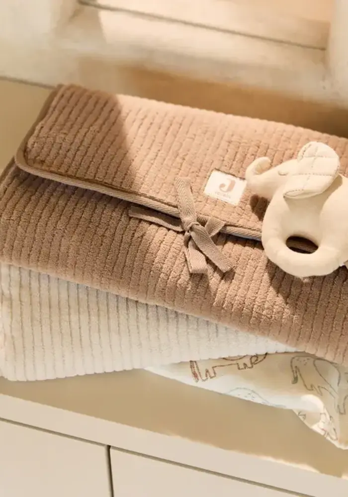 Jollein Verschoningsmat met Opbergvakken Cloudy Rib - Milky Coffee