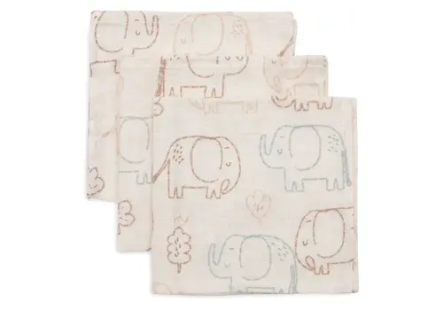 Jollein Jollein Hydrofiel Monddoekje 31x31cm - Elephant Tales - 3 Stuks