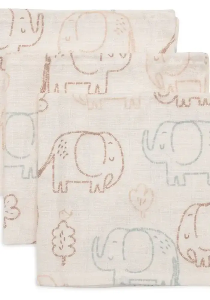 Jollein Hydrofiel Monddoekje 31x31cm - Elephant Tales - 3 Stuks
