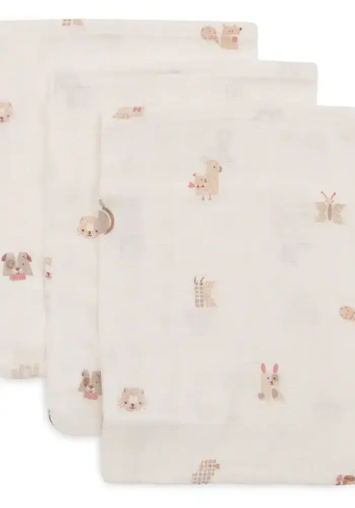 Jollein Hydrofiel Washandje 15x20cm - Animal Friends - 3 Stuks