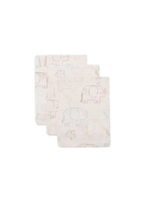 Jollein Jollein Hydrofiel Washandje 15x20cm - Elephant Tales - 3 Stuks