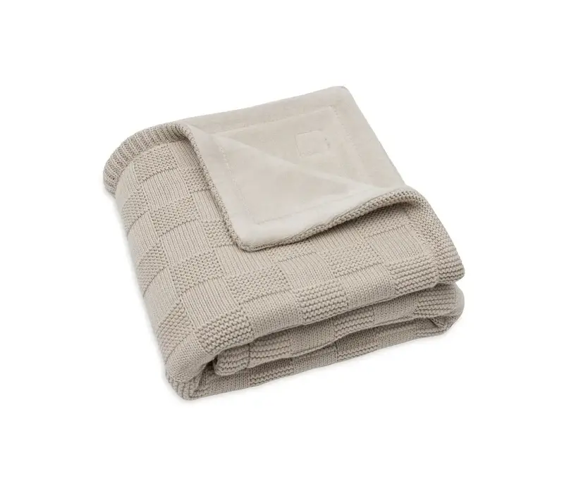Jollein Deken Wieg 75x100cm Box Knit - Warm Sand/Velvet - GOTS
