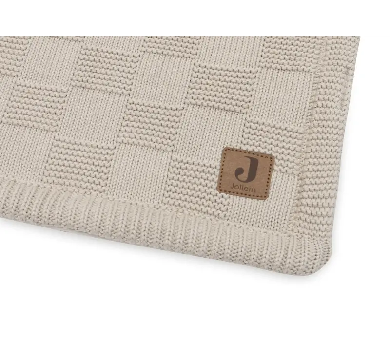 Jollein Deken Wieg 75x100cm Box Knit - Warm Sand/Velvet - GOTS