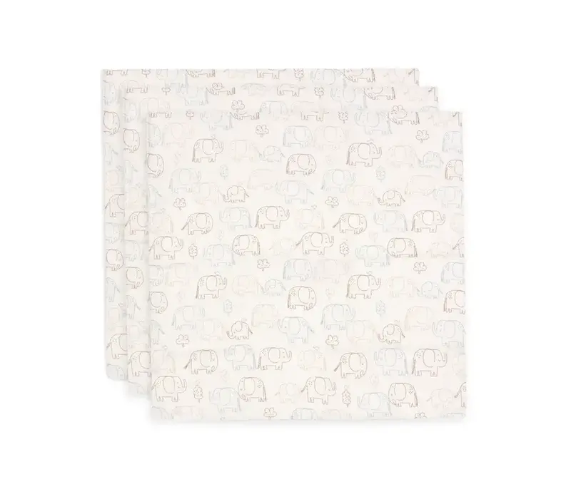 Jollein Hydrofiele Doek Small 70x70cm - Elephant Tales - 3 Stuks