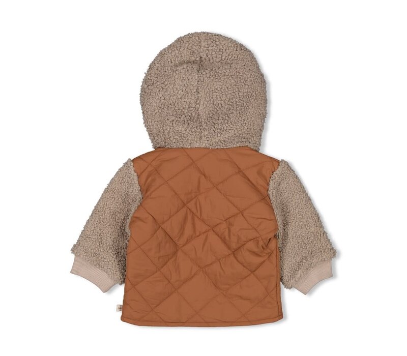 Feetje Bouclé jasje met capuchon - Wild World Bruin