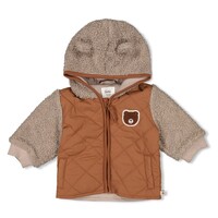 Feetje Bouclé jasje met capuchon - Wild World Bruin