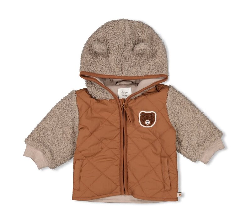 Feetje Bouclé jasje met capuchon - Wild World Bruin