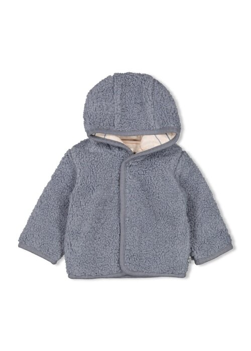 Feetje Feetje Bouclé omkeerbaar jasje met capuchon - Howdy Blauw