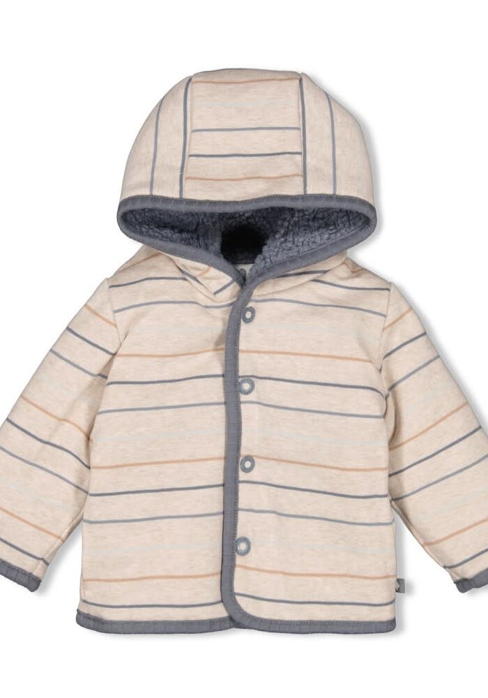 Feetje Bouclé omkeerbaar jasje met capuchon - Howdy Blauw