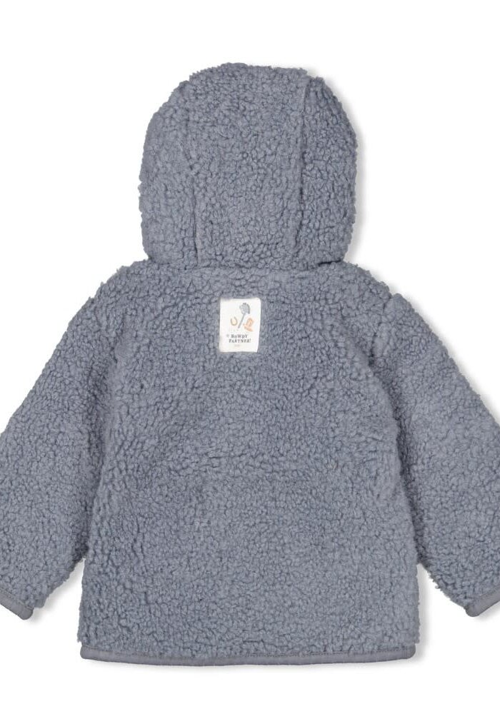 Feetje Bouclé omkeerbaar jasje met capuchon - Howdy Blauw