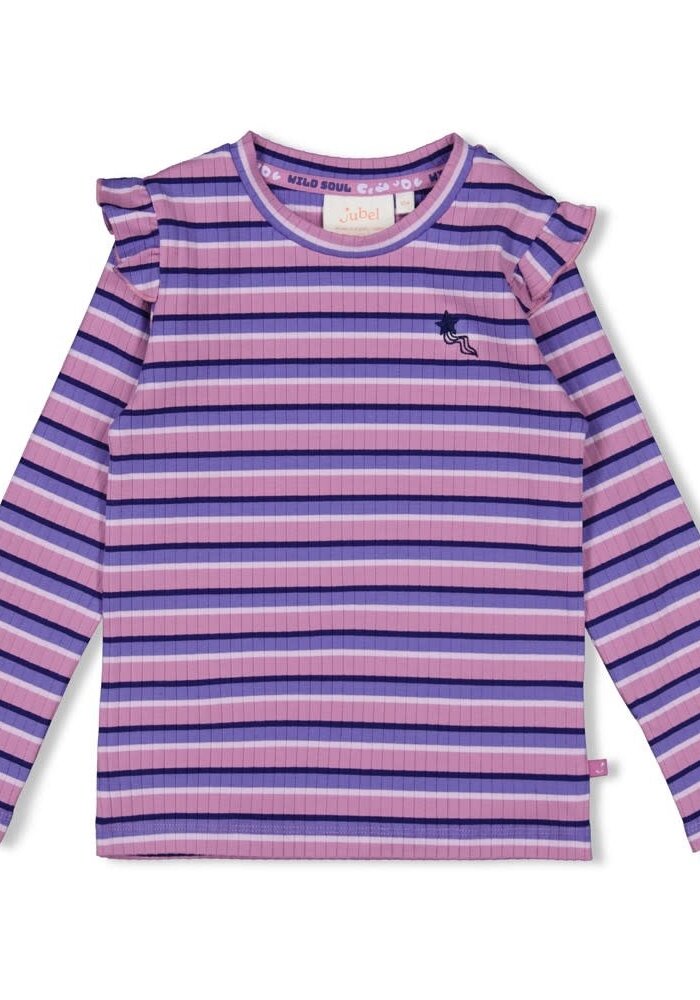 Jubel Longsleeve rib met streep - Wild Soul Violet