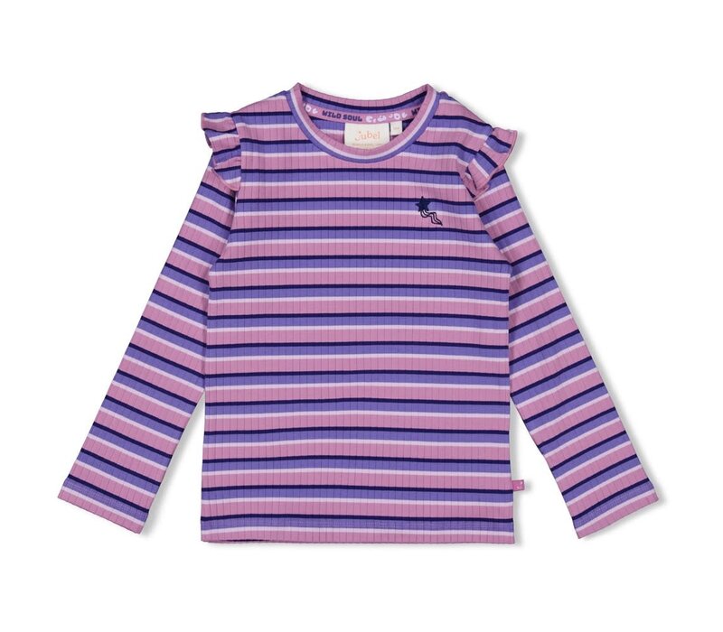 Jubel Longsleeve rib met streep - Wild Soul Violet