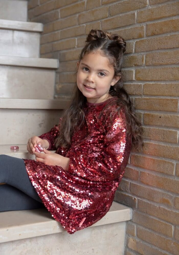 Jubel Pailetten jurk - Queen Of Hearts Bordeaux