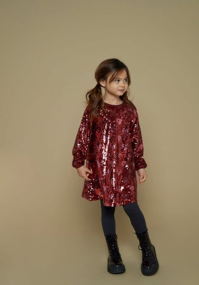 Jubel Pailetten jurk - Queen Of Hearts Bordeaux