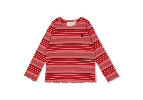 Jubel Jubel Longsleeve rib met streep - Queen Of Hearts l.Roze