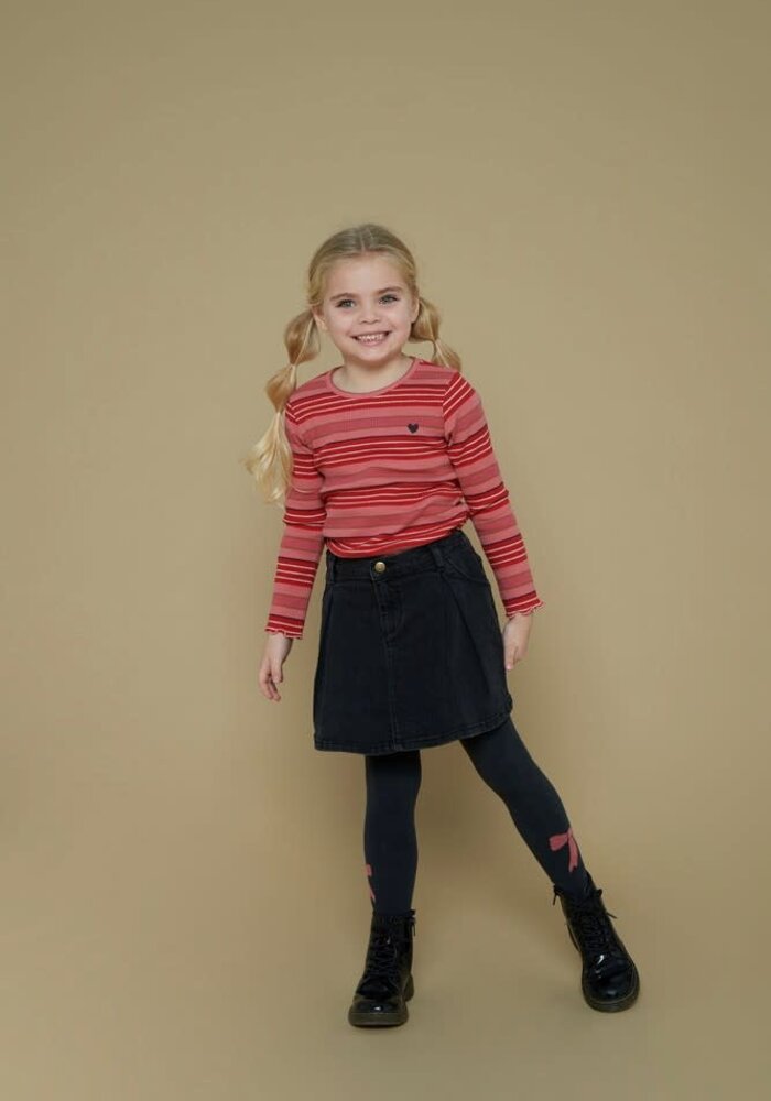 Jubel Longsleeve rib met streep - Queen Of Hearts l.Roze