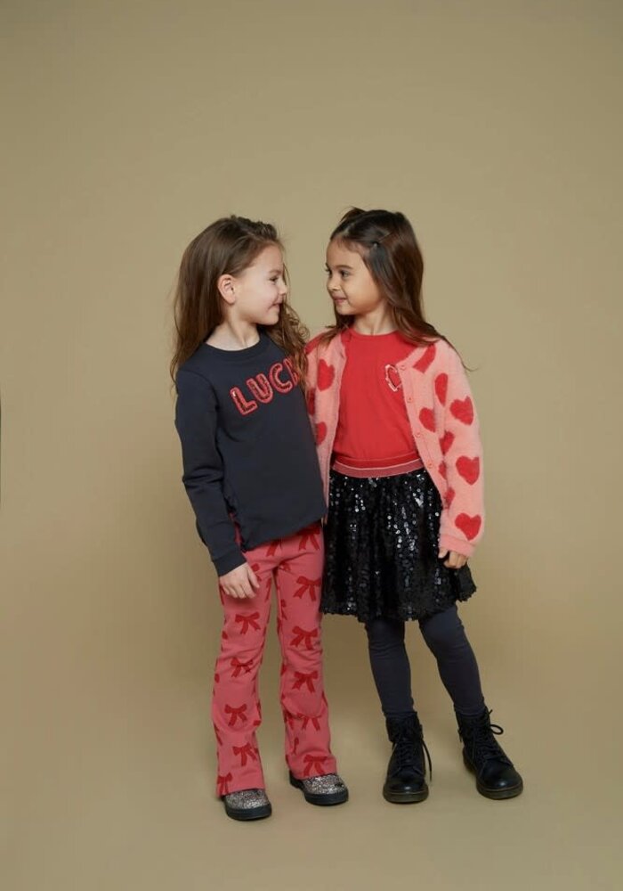 Jubel Flared broek AOP - Queen Of Hearts Roze