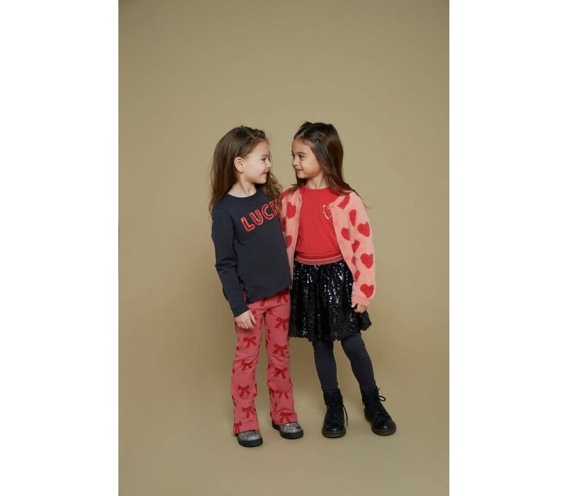 Jubel Flared broek AOP - Queen Of Hearts Roze
