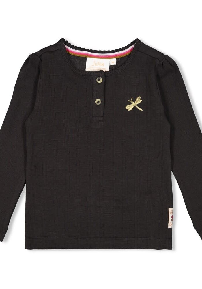 Jubel Longsleeve ajour rib - Shine Bright Antraciet