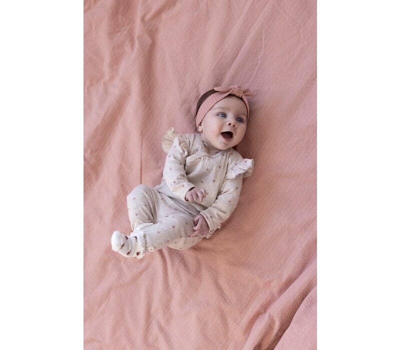 Feetje Broek rib AOP - Morning Sun Taupe melange