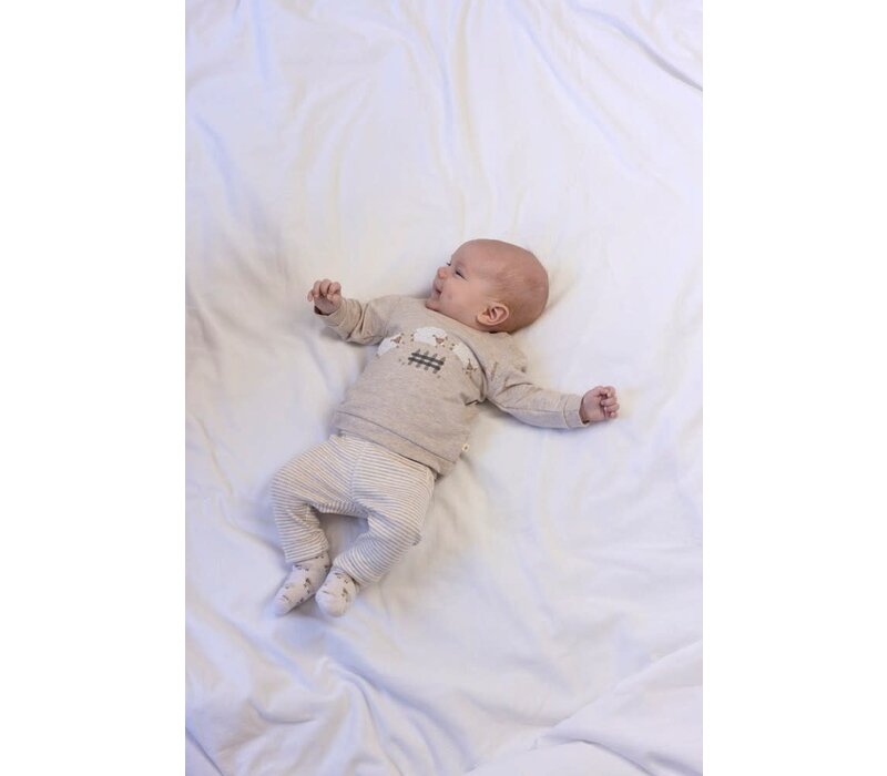 Feetje Broek rib met streep - Sleepy Sheepy Taupe melange