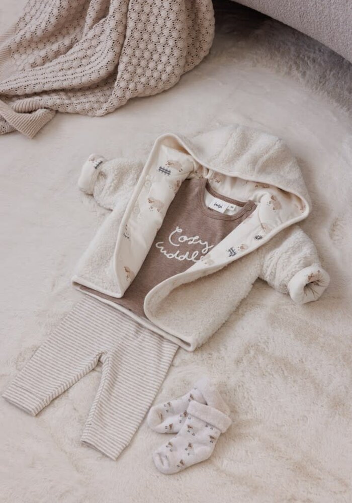 Feetje Broek rib met streep - Sleepy Sheepy Taupe melange