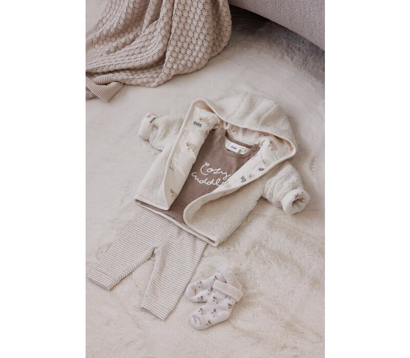 Feetje Broek rib met streep - Sleepy Sheepy Taupe melange