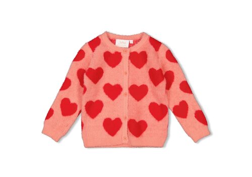 Jubel Jubel Vest gebreid AOP - Queen Of Hearts l.Roze