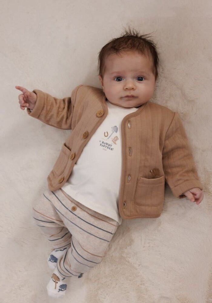 Feetje Broek streep - Howdy Taupe melange