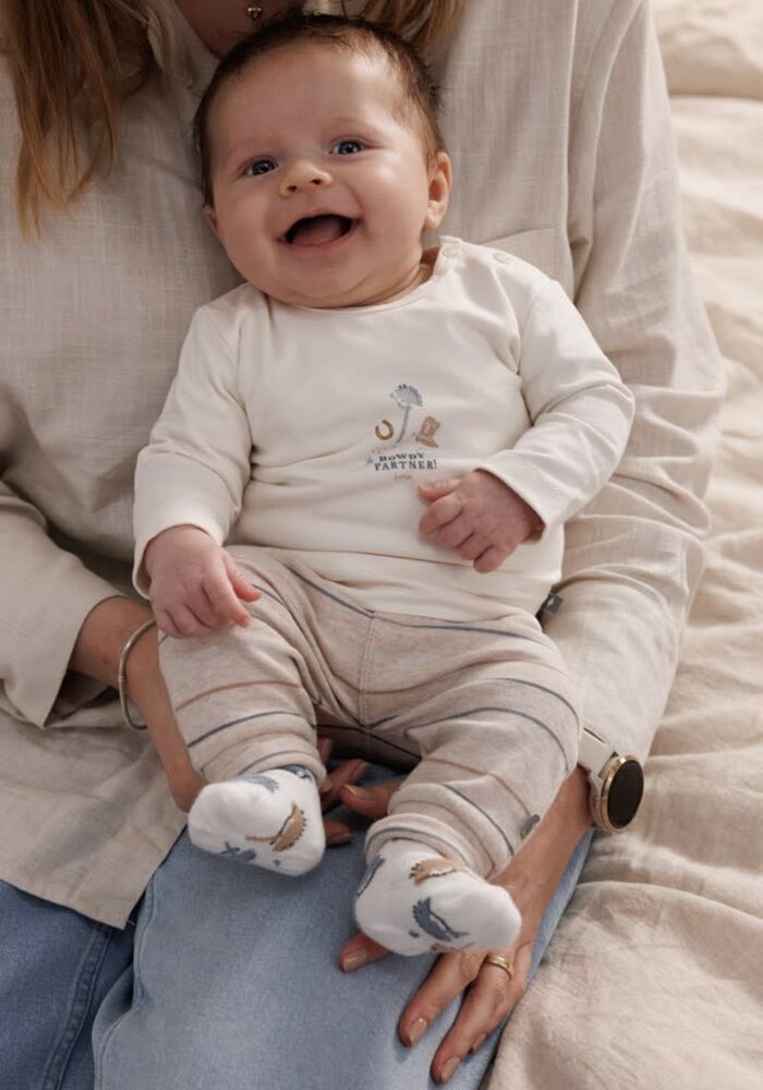 Feetje Broek streep - Howdy Taupe melange