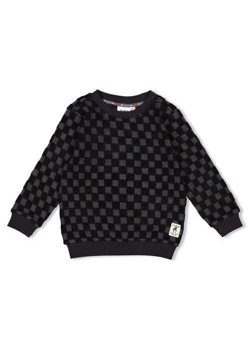 Sturdy Sturdy Sweater ruit badstof - Couch Club Antraciet