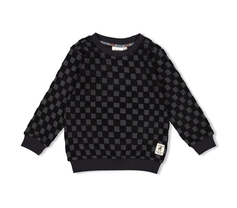 Sturdy Sweater ruit badstof - Couch Club Antraciet
