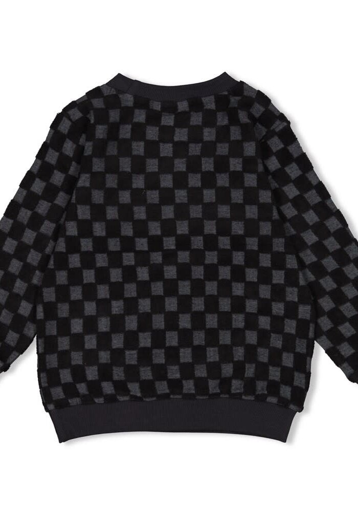 Sturdy Sweater ruit badstof - Couch Club Antraciet