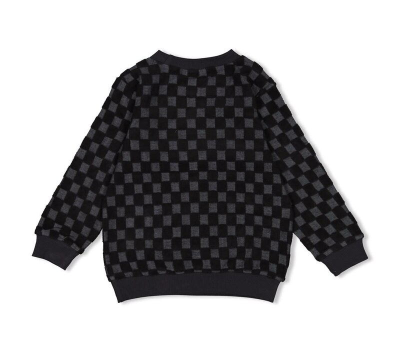 Sturdy Sweater ruit badstof - Couch Club Antraciet