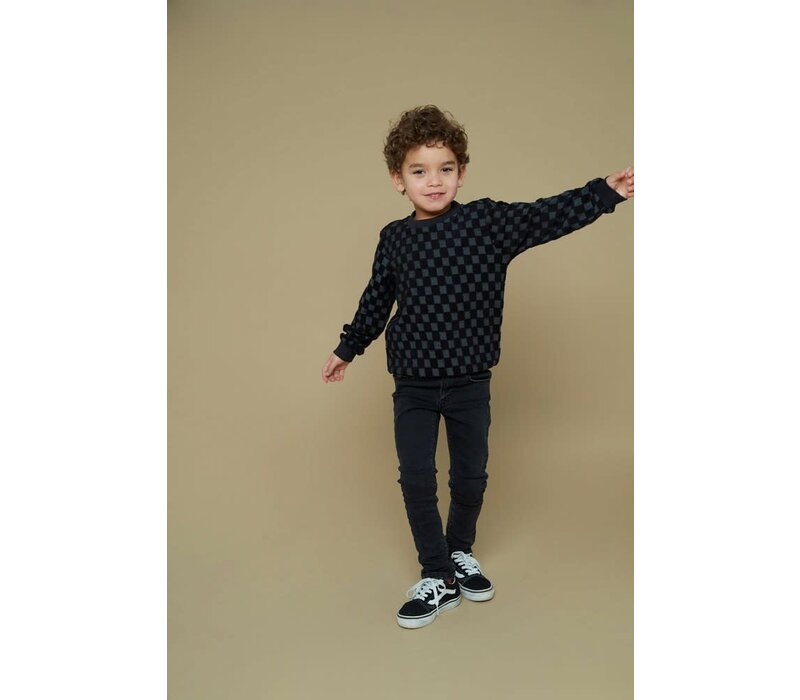 Sturdy Sweater ruit badstof - Couch Club Antraciet