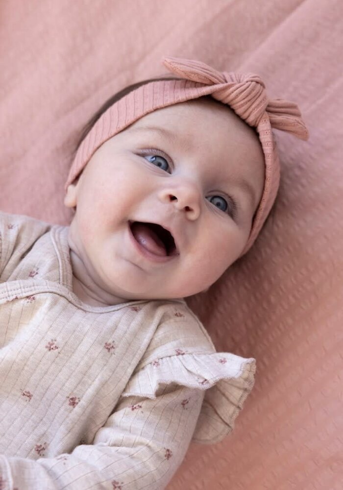 Feetje Haarband ajour rib - Morning Sun Roze