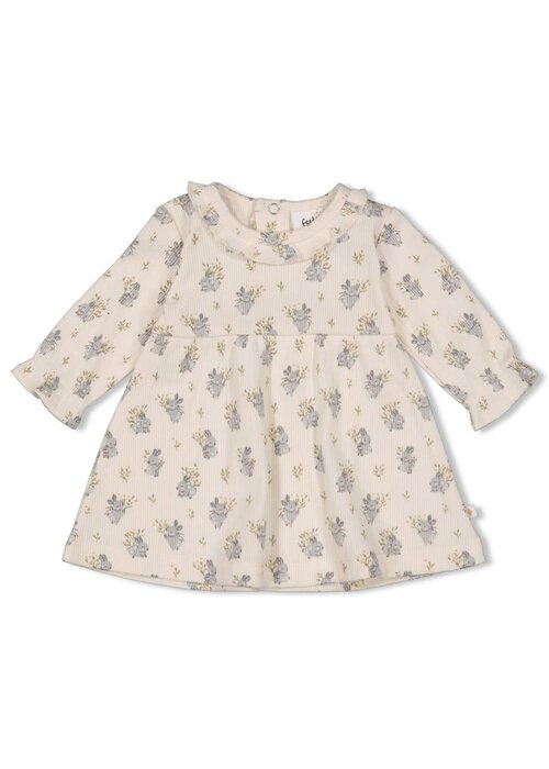 Feetje Feetje Jurk rib AOP - Fields of Green Offwhite