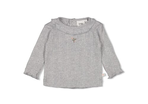 Feetje Feetje Longsleeve ajour rib - Fields of Green Grijs melange