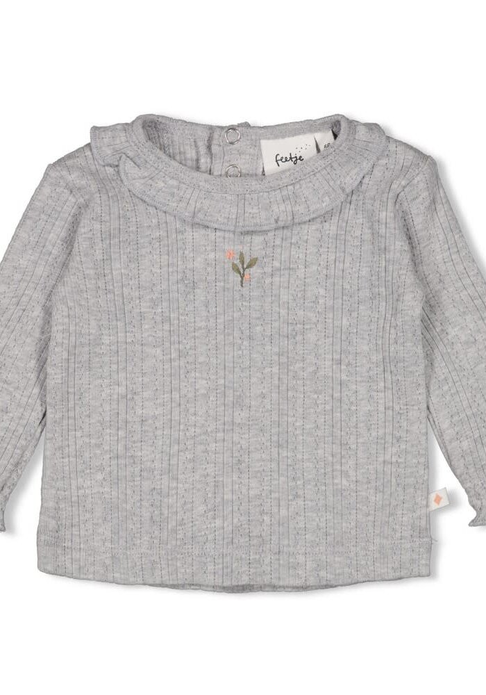 Feetje Longsleeve ajour rib - Fields of Green Grijs melange