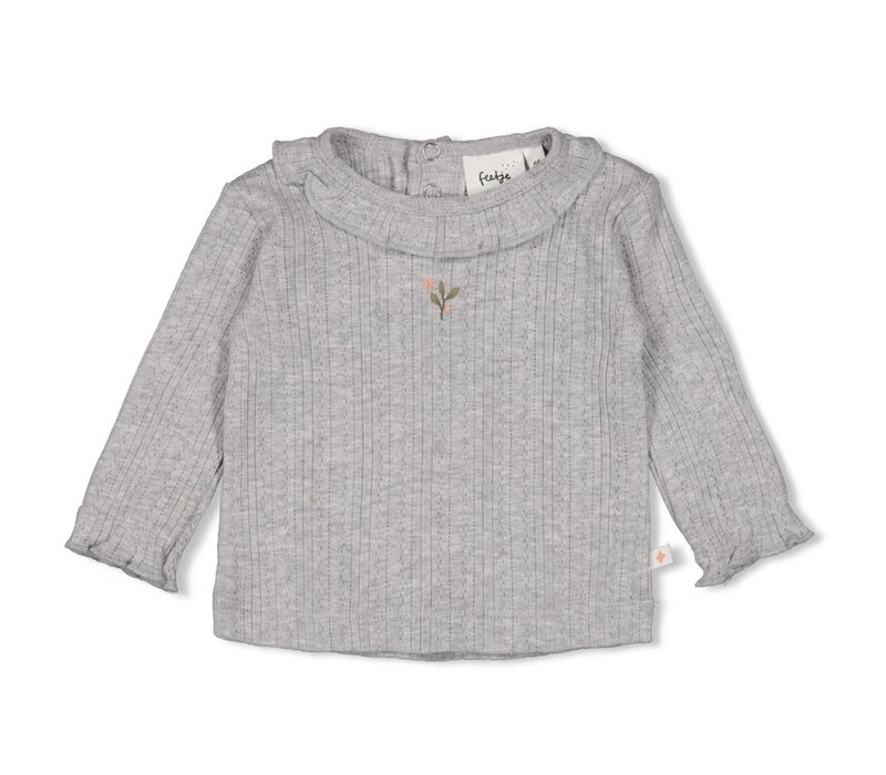 Feetje Longsleeve ajour rib - Fields of Green Grijs melange
