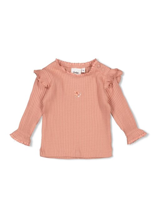 Feetje Feetje Longsleeve ajour rib - Morning Sun Roze