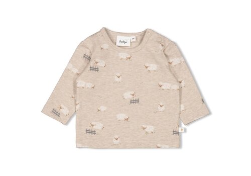 Feetje Feetje Longsleeve AOP - Sleepy Sheepy Taupe melange
