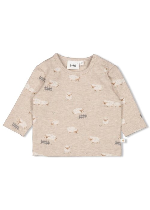 Feetje Feetje Longsleeve AOP - Sleepy Sheepy Taupe melange