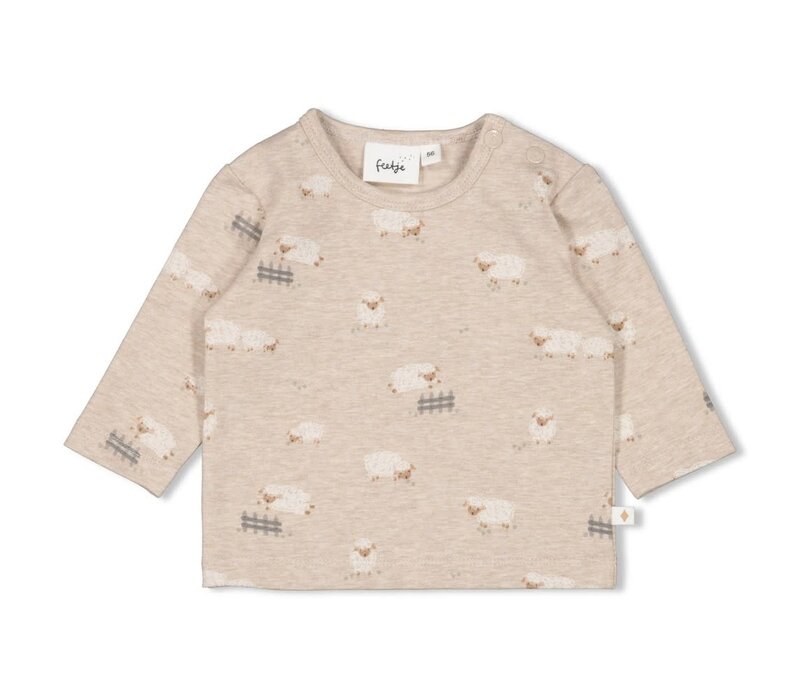 Feetje Longsleeve AOP - Sleepy Sheepy Taupe melange