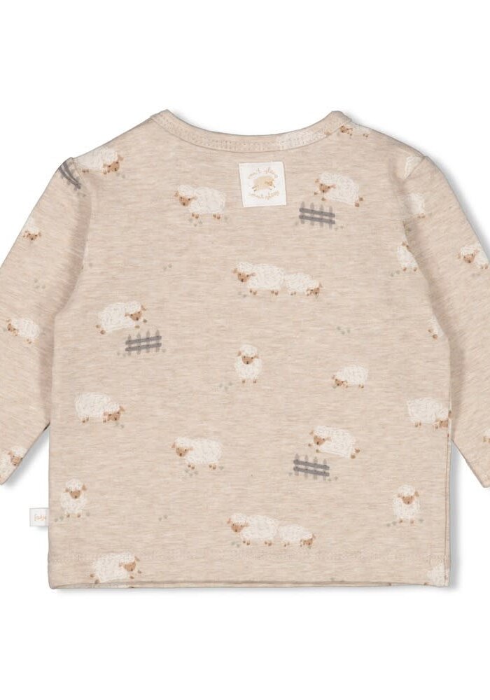 Feetje Longsleeve AOP - Sleepy Sheepy Taupe melange