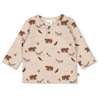 Feetje Longsleeve AOP - Wild World Taupe melange