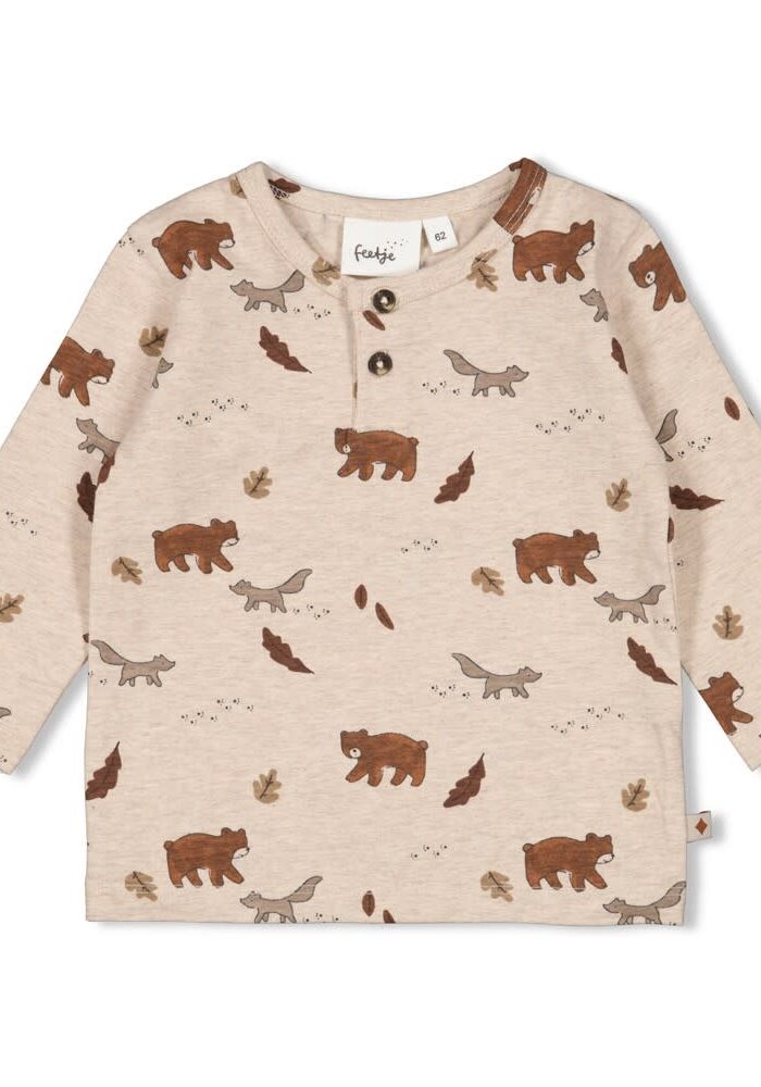 Feetje Longsleeve AOP - Wild World Taupe melange
