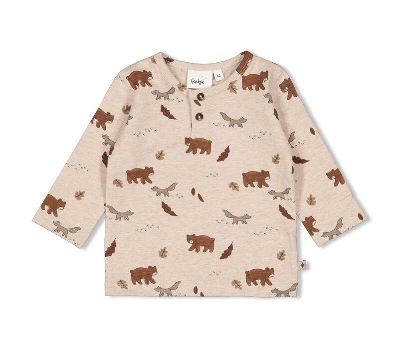 Feetje Longsleeve AOP - Wild World Taupe melange