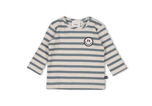 Feetje Feetje Longsleeve rib met streep -  Let's Go! Petrol