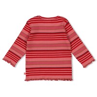 Feetje Longsleeve rib met streep - Queen of Hearts l.Roze